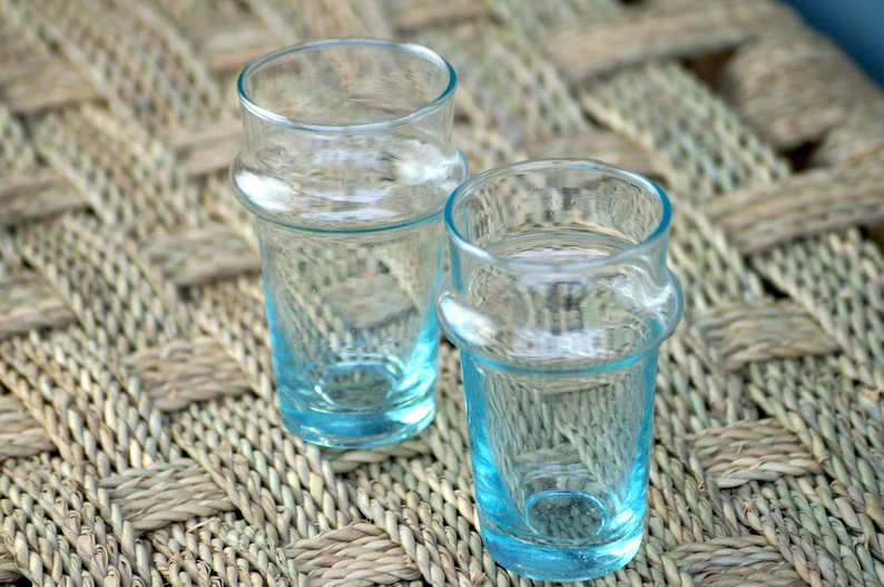 Ensemble 6 petits verres Beldi turquoises - Chineurs du Monde